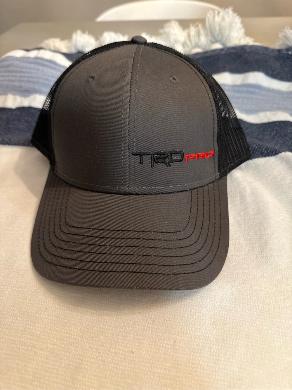 OTTO Gray and Black Mesh-Back Cap with Red Accent